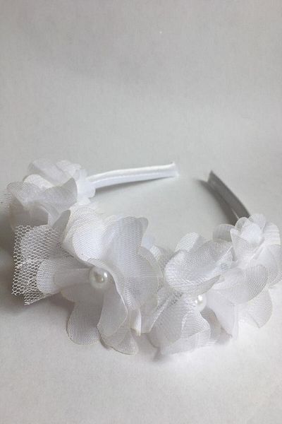 Hayalperest boncuk Sifon alb Floral Satin Finisaj Nunta Nunta Logodna Coroana Mireasa Si Fata