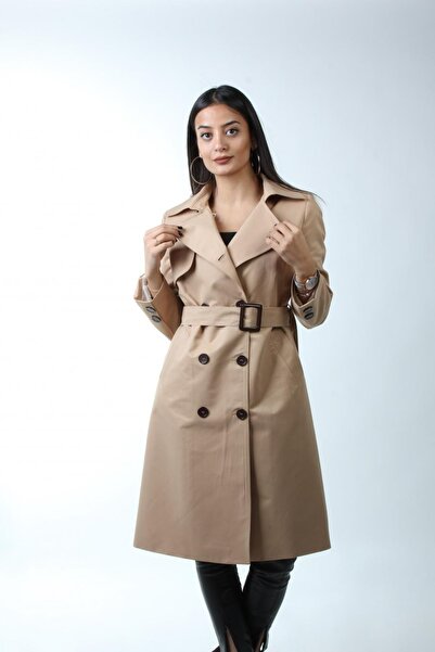 PUDRA MİNT Astarlı Trençkot Kadın