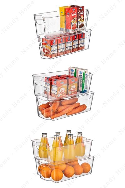Nandy Home Transparent Set of 3 Refrigerator and Closet Organizer