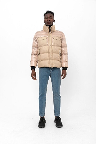RHONES Ανδρικό πουπουλένιο παλτό με γυαλιστερό υφασμάτινο γιακά