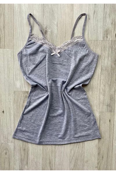 VicTroy (6 PCS) Bow Lace String Strap Cotton Lycra Undershirt (2 Grey, 2 White and 2 Black)