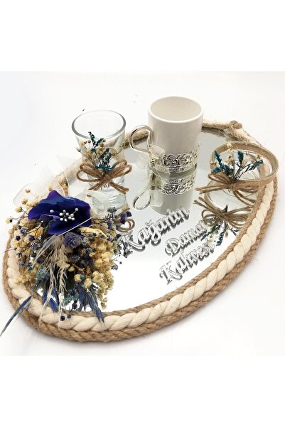 Lora Davet Damat Kahve Fincanı Tepsi Takım (1 ADET) Turkuaz 53188