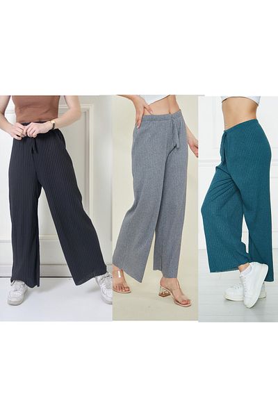 comstar Pantaloni și treninguri casual, 3 piese, negru-antracit-ulei pentru femei, îmbrăcăminte pentru femei, îmbrăcăminte casual pentru acasă