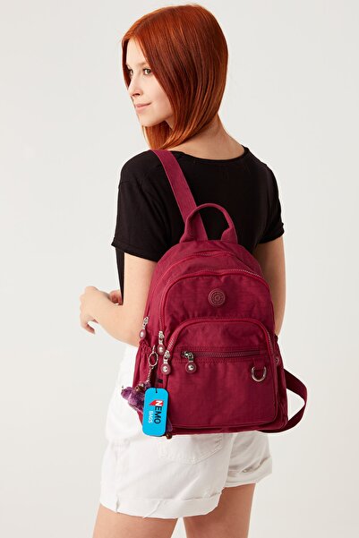 NEMO BAGS Unisex Sırt Çantası Günlük Kullanım Bordo 9 Cepli Tablet Bölmeli Su...