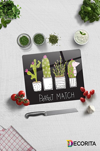 Decorita لوح تقطيع زجاجي أسود - مطابقة مثالية، 29 سم × 34 سم