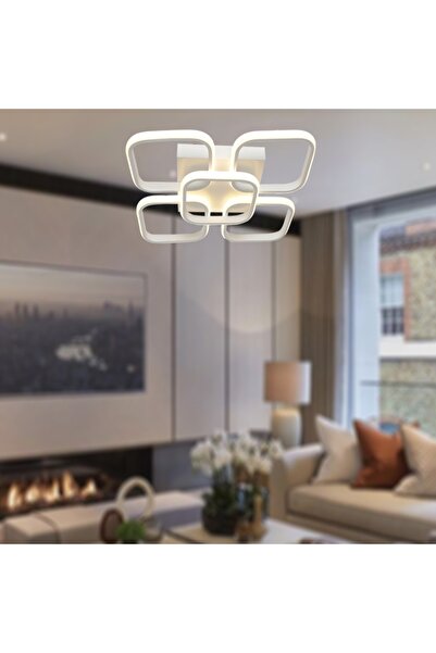 TT AYDINLATMA Tt302-4+1-by Kare Mat Beyaz 5 Li ( Beyaz Işık ) Led Avize