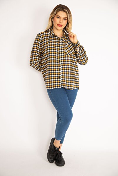 Şans Plus Size Shirt - Yellow - Relaxed fit