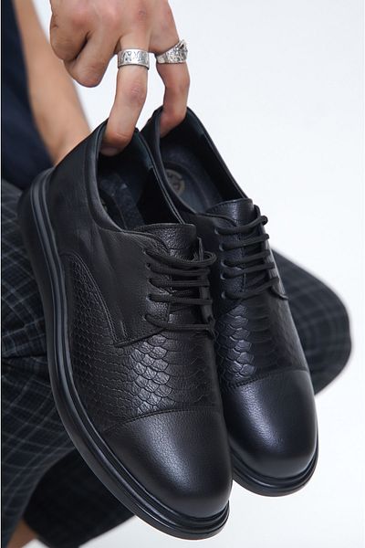 Deripabuc Genuine Leather Men's Black Leather Casual Shoes Mrd7-2284
