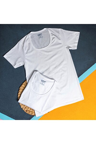 BSM 2-Piece Men's White 100% Cotton Soft Breathable Single Jersey Undershirt