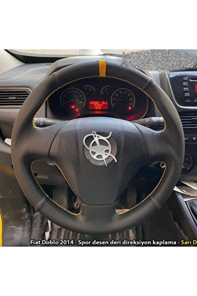 imza direksiyon kılıfı Fiat Doblo 2014 Tuşsuz Araca Özel Deri Direksiyon Kılı...