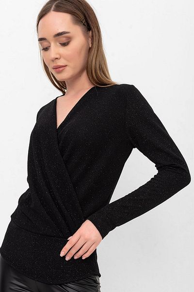 Laranor Μαύρη μπλούζα με διπλό γιακά Glitter Buzi%body