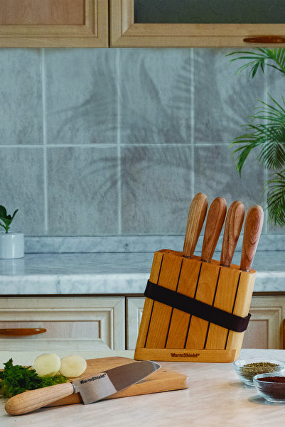 WarmShield Ahşap 6 Parça Paslanmaz Çelik Bıçak Seti