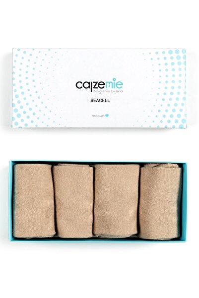 CalzeMie Men's Seacell (Seaweed) Threaded Natural Socks Set