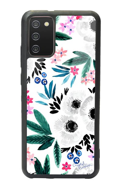 Spoyi Samsung A-02S White Flower Design Glossy Phone Case