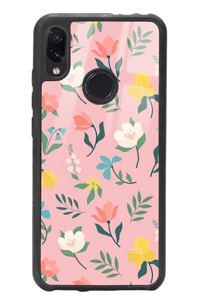 Spoyi Xiaomi Redmi Note 7 Pinky Flowers Tasarımlı Glossy Telefon Kılıfı