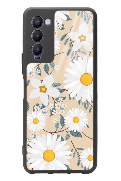 Spoyi Tecno Camon 18 Büyük Papatya Tasarımlı Glossy Telefon Kılıfı