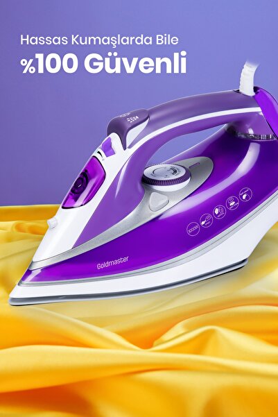 GOLDMASTER Deluxe 3000 Watt Ceramic Sole Professional Turbo Boost Feature 190 gr Effective Shock Steam Iron