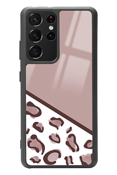 Spoyi Samsung S-21 Ultra Kahve Leopar Tasarımlı Glossy Telefon Kılıfı