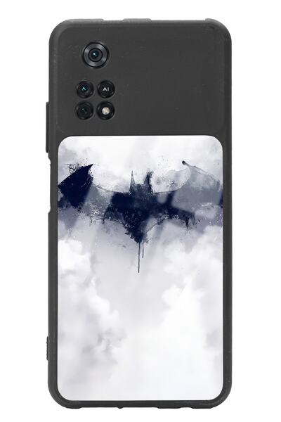 Spoyi حافظة هاتف لامعة بتصميم باتمان باللون الأبيض لهاتف Poco M4 Pro