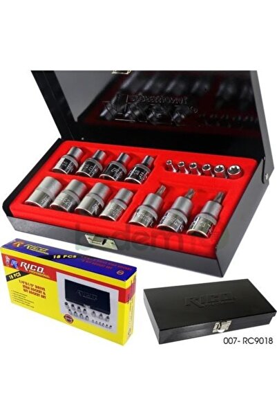 Rico Rc9018 Torx 1/2"- 1/4" Lokma Set Takımı Çantalı 18 Parça