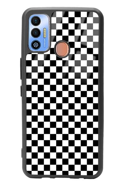 Spoyi Tecno Spark 7t Glossy Phone Case with Checkered Design