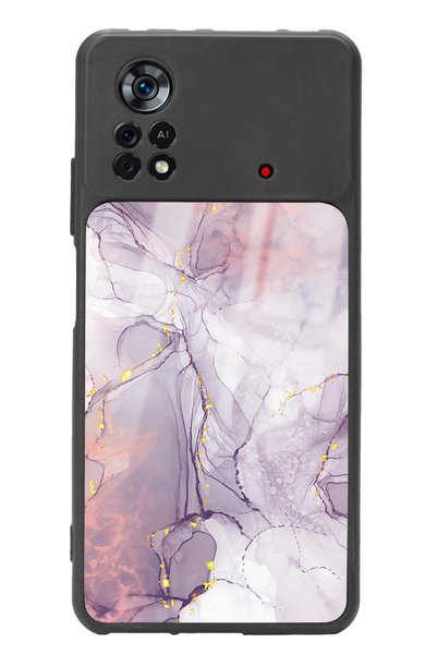 Spoyi غلاف هاتف لامع بتصميم رخامي فوشيا لهاتف Poco X4 Pro