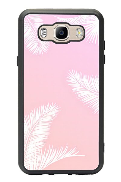 Spoyi Samsung J7 (2016) Beyaz Palmiye Tasarımlı Glossy Telefon Kılıfı