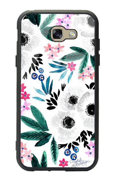 Spoyi Glossy Phone Case for Samsung A7 (2017) White Flower Design