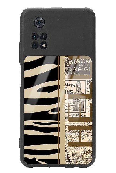 Spoyi حافظة هاتف لامعة بتصميم صحيفة زيبرا لهاتف Poco M4 Pro