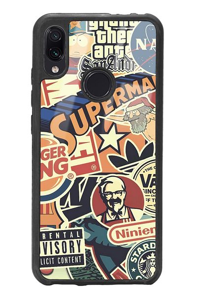 Spoyi حافظة هاتف لامعة بتصميم العلامة التجارية Xiaomi Redmi Note 7 Retro