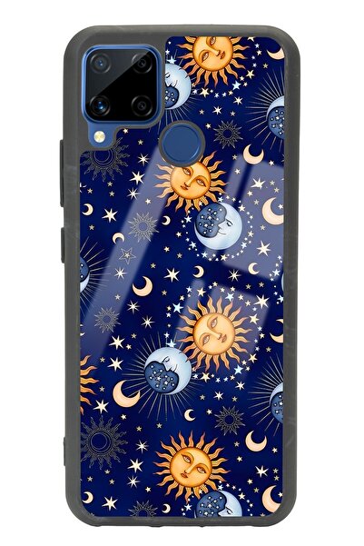 Spoyi Oppo Realme C15 Ay Güneş Pijama Tasarımlı Glossy Telefon Kılıfı
