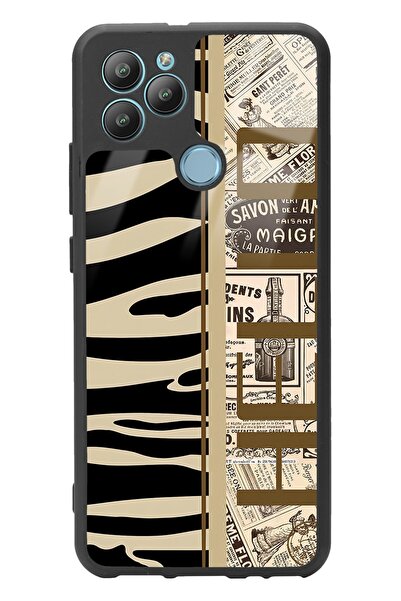 Spoyi General Mobile Gm 22 Plus Zebra Gazete Tasarımlı Glossy Telefon Kılıfı