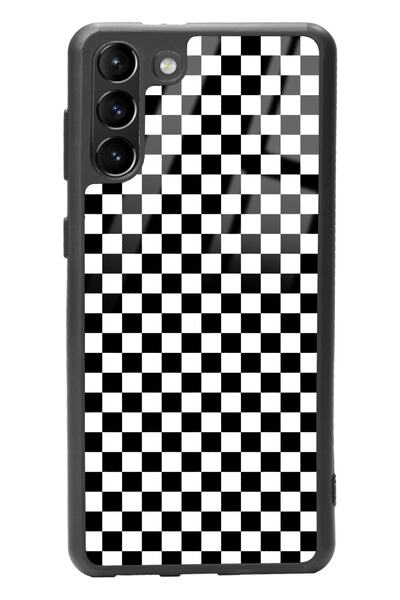 Spoyi Samsung S-21 Plus Glossy Phone Case with Checkered Design