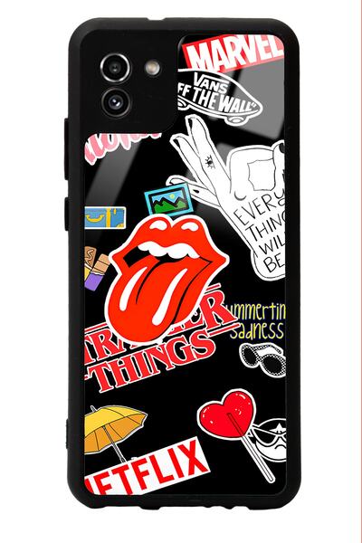 Spoyi Samsung A-03 Glossy Phone Case with Sticker Design