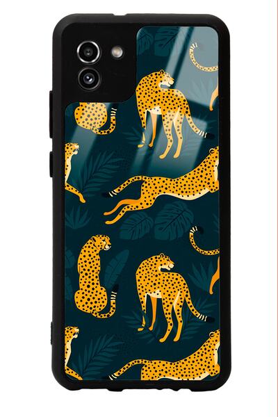 Spoyi Samsung A-03 Leaf Leopard Design Glossy Phone Case