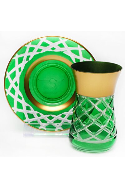 LEONARTE CASA 6 Kişilik Bohemıa Kristal Bardaklı Çay Takımı Falsus Yeşil