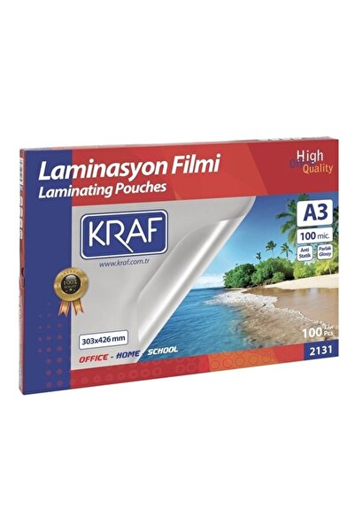 KRAF Laminasyon Filmi 100 Mikron A3 100'lü Paket