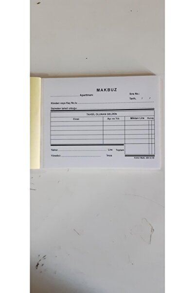 Kültür Matbaası Apartman Tahsilat Makbuzu