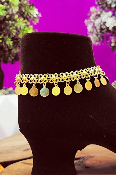 Aykat Kadın Yuvarlak Pullu Sallantılı Altın Rengi Yaldızlı Kişniş Gümüş Halha...