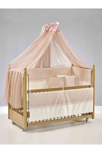 Meltem Smart Mondo Anne Yanı Ahşap Sallanır Beşik 60x120 cm (naturel-pembe)