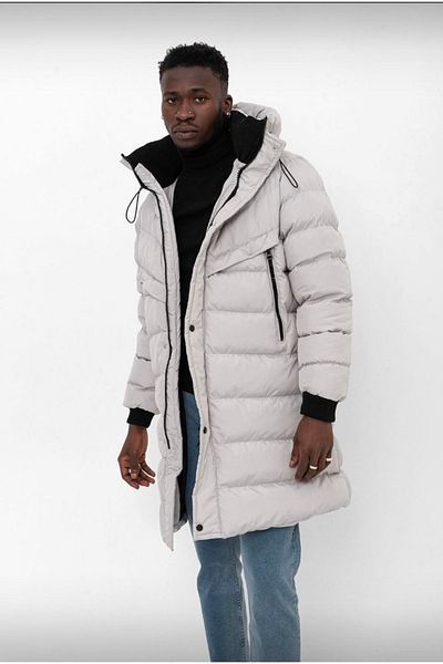 Çnru Chest Pocket Zipper and Snap Closure Hooded Thick Long Coat