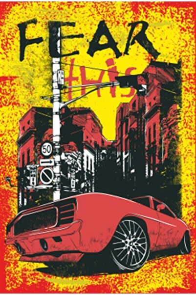 Hayat Poster Fear This Red Classic Car Poster retro din lemn