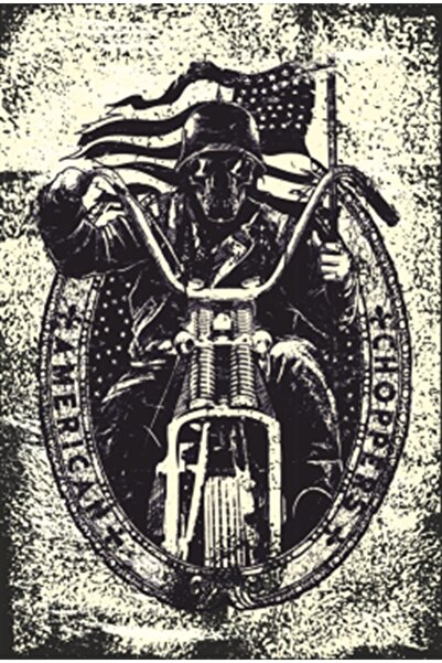 Hayat Poster Američki helikopteri, lubanja, motor, retro drveni poster