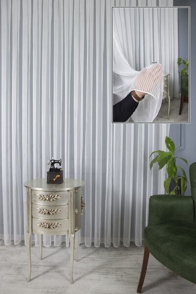 perdemony Taç Gümüş Simli Ip Tül Perde 300 X 260 1x2 Seyrek Pile