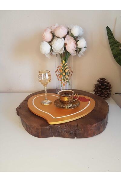 ASLI Gold Leaf Heart Tea, Coffee, Promise Engagement Decorative Serving Tray