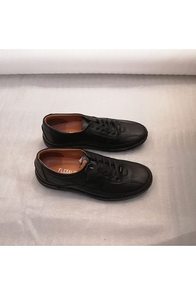 Flexall Men's Genuine Leather Black Flexible Light Soft Eva Sole Lace Up Shoes
