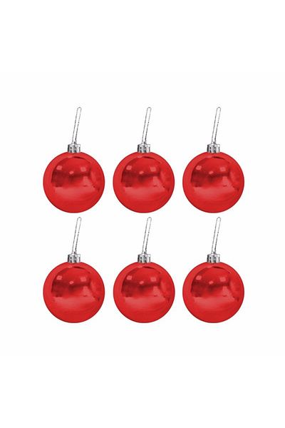 Mini Parti Set of 6 Red 6 cm Tree Decoration Balls