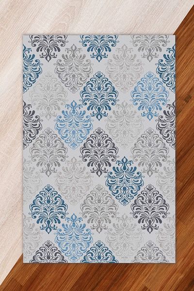 Miray Tekstil Catifea de mătase, culoare albastru gri, model, covor elastic