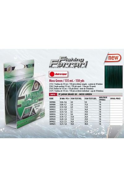 LİNEAEFFE Lineaeffe Japan Braid Green 135 Mt 8 Braiding Thread 0,12mm