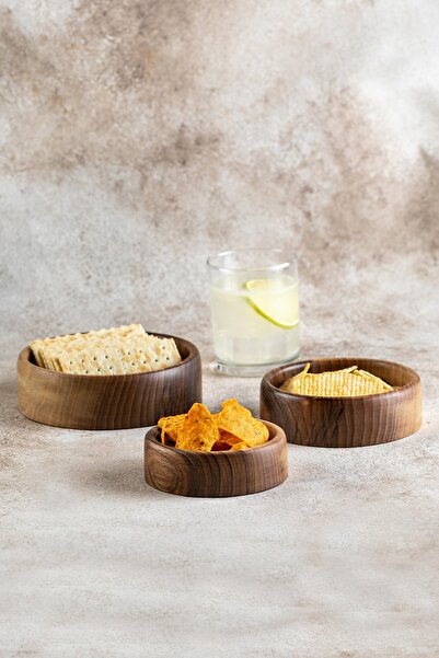 Demy Craft Ceviz Ağacı 3 Parça Çerezlik Seti 14,5/12/10 Cm.